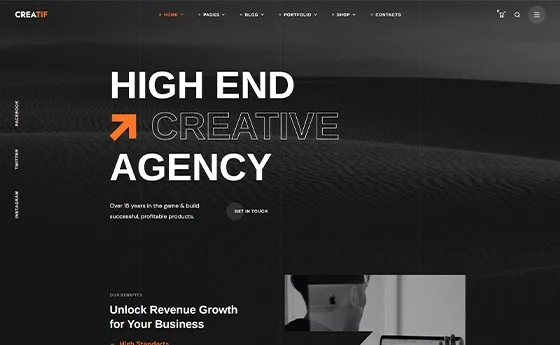 Creative agency website with a high-contrast dark hero