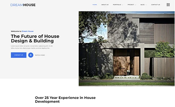 Residential design and build studio website with a muted hero